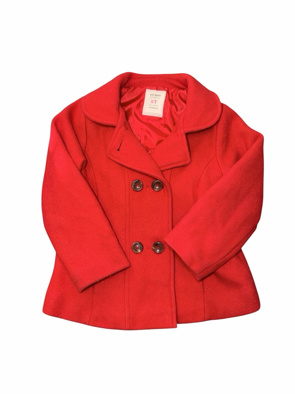 Old Navy Girls Red Wool Blend Double Breasted Peacoat Toddler Size 5T